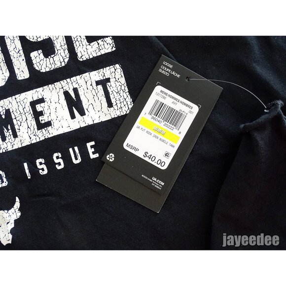 $40 UNDER ARMOUR PROJECT ROCK IRON MUSCLE TANK 1377290-001 BLACK/WHITE M - Picture 6 of 6